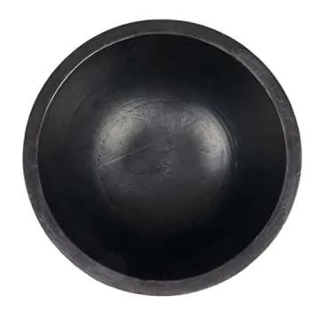 Boho Wood Pedestal Serving Bowl - Black Finish