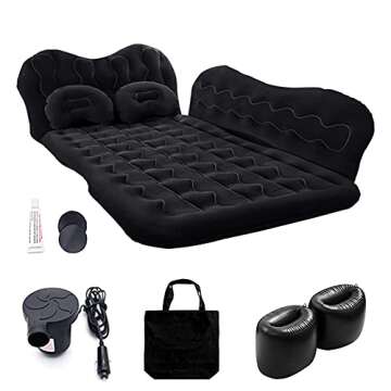 Inflatable Car Air Mattress for Camping, Travel, Portable SUV Back Seat Bed with Pump, Pillows, Car ...