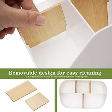 Ayswupt Electric Toothbrush Holders for Bathrooms,White Tooth Brushing Holder,Kids Toothpaste Holder with Dividers,Bathroom Countertop Organizer,Tooth Brush Storage Caddy for Sink Vanity Office