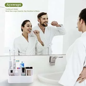 Ayswupt Electric Toothbrush Holders for Bathrooms,White Tooth Brushing Holder,Kids Toothpaste Holder with Dividers,Bathroom Countertop Organizer,Tooth Brush Storage Caddy for Sink Vanity Office