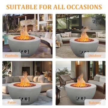 yoyomax 2-Piece Outdoor Propane Fire Pit Table Set w/Tank Cover Table, 25-inch 50,000 BTU CSA Certif...