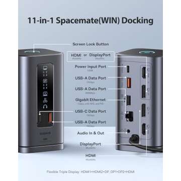 Baseus Spacemate Docking Station | 11-in-1 HDMI & DP | Triple Display, 10Gbps Data