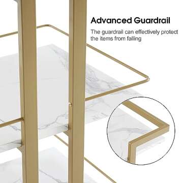 BarberPub Utility Salon Trolley, Metal Storage Rolling Barber Cart with Wheels, Golden Esthetician Cart, Multi-Purpose 3-Tier Mobile Facial Trolley, Nail Cart Organizer 2033 (White)