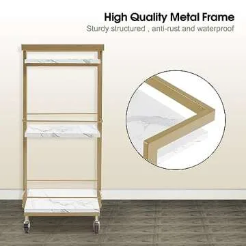 BarberPub Salon Trolley with Wheels, Multi-Purpose Utility Cart