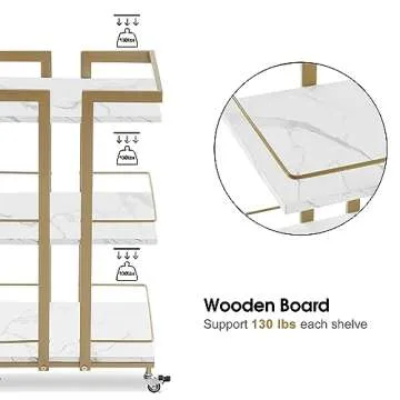 BarberPub Salon Trolley with Wheels, Multi-Purpose Utility Cart