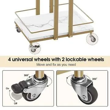 BarberPub Salon Trolley with Wheels, Multi-Purpose Utility Cart