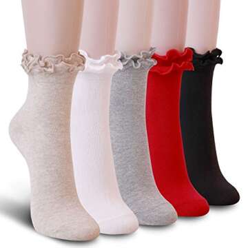 Youneedthat Women's Double Ruffle Frilly Ankle Socks - Chic Style for Every Occasion