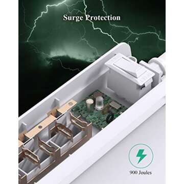 2 Pack Power Strip, 12FT Long Extension Cord, Surge Protector with 6 Outlets and 2 USB Charging Ports, Flat Plug Overload Protection, Extension Cord 10+ ft, Wall Mount for Home Office Dorm College