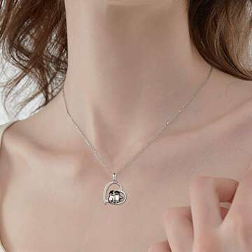 Penguin Necklace Penguin Gifts 925 Sterling Silver Hugging Penguins Cute Animal Christmas Jewelry fo...