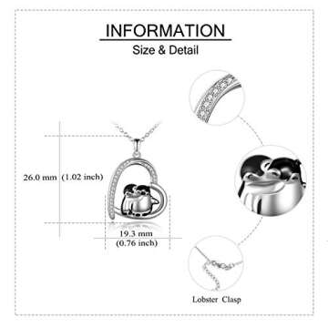 Penguin Necklace Penguin Gifts 925 Sterling Silver Hugging Penguins Cute Animal Christmas Jewelry for Women Sister Mom Mother