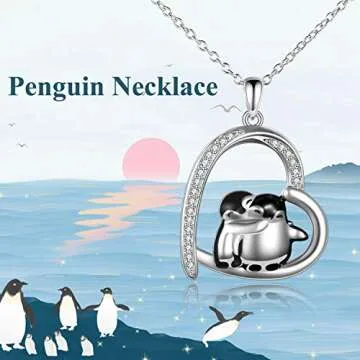 Cute Penguin Necklace in 925 Sterling Silver for Women