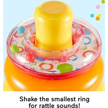 Fisher-Price Baby Stacking Toy Rock-A-Stack, Roly-Poly Base with 5 Colorful Rings for Ages 6+ Months