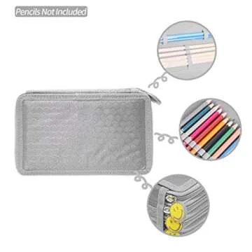 Eyourlife Colored Pencil Case, Newcomdigi 72 Slot Pencil Case Large Art Case Multilayer Pencil Storage Case Bag Holder Pen Case Organizer with Compartment For Drawing Sketch Art School Adults (Gray)