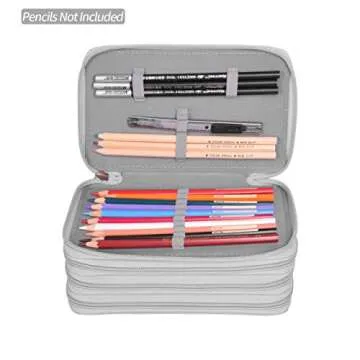 Eyourlife Colored Pencil Case, Newcomdigi 72 Slot Pencil Case Large Art Case Multilayer Pencil Storage Case Bag Holder Pen Case Organizer with Compartment For Drawing Sketch Art School Adults (Gray)