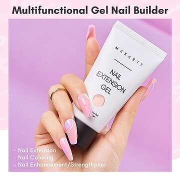 Makartt Poly Nail Gel: 50ML Strong Builder for Nails, Rose Nude Pink Color for Extension, Multifunct...