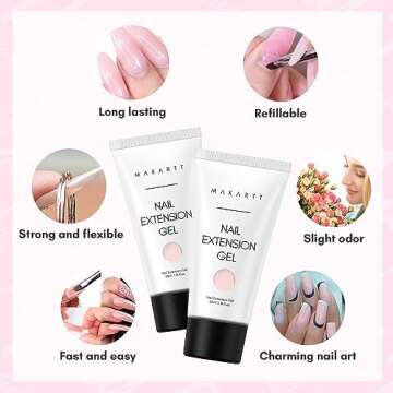 Makartt Poly Nail Gel: 50ML Strong Builder for Nails, Rose Nude Pink Color for Extension, Multifunctional Strengthener Hard Gels, Long-Lasting, Easy-to-go Manicure Supplies for DIY at Home Salon-VIP