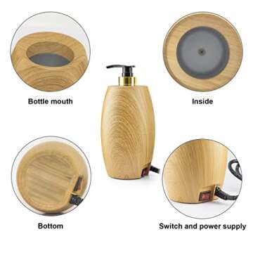 Massage Oil Warmer Electric Bottle Warmer For Salon Spa Preheat Before Massage With Plastic Bottle Cream Gel Lotion Heating Elitzia ETOH843N (Natural Color)