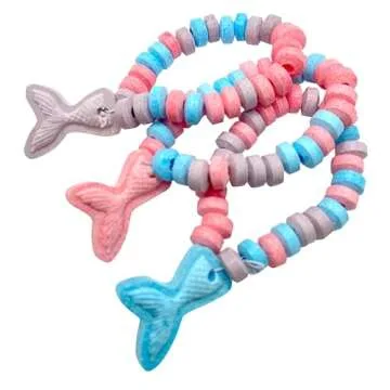 Mermaid Candy - 24 Mermaid Tail Shaped Candy Bracelets Individually Wrapped Bulk - Great for Mermaid...