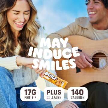 BUILT Puffs Protein Bars, Salted Caramel Puff, High Protein Bars, 17g High Protein Snacks, On-The-Go Bars, only 140 Calories, 6g Sugar, Collagen, Gluten Free, 12 Count