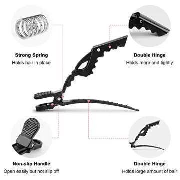 AMMON Hair Clips 10 Pcs Durable Non-slip Salon Styling Clips