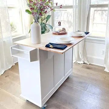PHI VILLA Kitchen Island Cart - Elegant Storage & Mobility