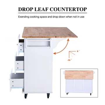 PHI VILLA Kitchen Island Cart - Elegant Storage & Mobility