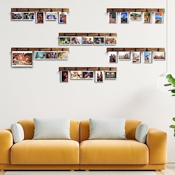 Stylish Aiyome 6 Wooden Photo Frames with Clips