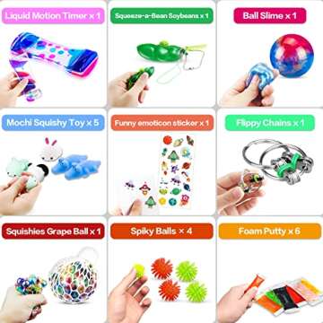 (100 Pcs) Fidget Toys Pack, Party Favors Carnival Treasure Classroom Prizes Small Mini Bulk Sensory ...