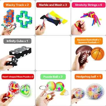 (100 Pcs) Fidget Toys Pack, Party Favors Carnival Treasure Classroom Prizes Small Mini Bulk Sensory Figit Toys Set for Boys Girls Kids Adults, Stress Relief & Anxiety Relief Tools Autistic ADHD Toys