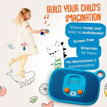 Jooki Music and Stories Player for Kids - Portable Audio Player with WiFi Connectivity - Screen Free Imagination Building - Toddler Entertainment (Player + 2 Tokens)