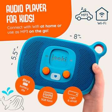 Jooki Music and Stories Player for Kids - Portable Audio Player with WiFi Connectivity - Screen Free Imagination Building - Toddler Entertainment (Player + 2 Tokens)