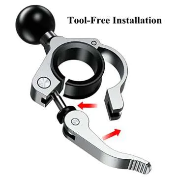 BRCOVAN Aluminum Alloy Handlebar Mount Clamp Base with 1'' TPU Ball for Rail Diameter 0.5'' 0.87'' 1'' 1.26'', Compatible with RAM Mounts B Size 1 Inch Ball Double Socket Arm (Silver)