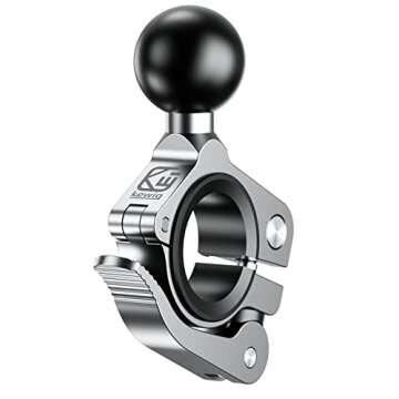 BRCOVAN Aluminum Alloy Handlebar Mount Clamp Base with 1'' TPU Ball for Rail Diameter 0.5'' 0.87'' 1'' 1.26'', Compatible with RAM Mounts B Size 1 Inch Ball Double Socket Arm (Silver)