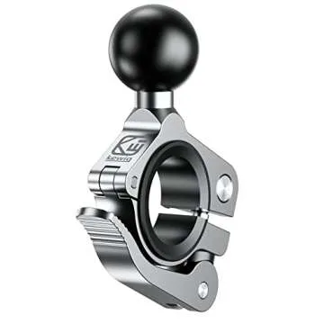 BRCOVAN Aluminum Alloy Handlebar Mount Clamp Base with 1'' TPU Ball for Rail Diameter 0.5'' 0.87'' 1'' 1.26'', Compatible with RAM Mounts B Size 1 Inch Ball Double Socket Arm (Silver)