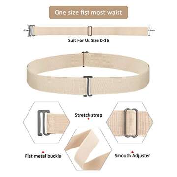 SATINIOR 2/3/4 Pack Women Elastic Stretch Belt Invisible Belts with Flat Buckle for Jeans Pants Dres...