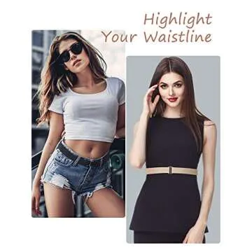 SATINIOR 2/3/4 Pack Women Elastic Stretch Belt Invisible Belts with Flat Buckle for Jeans Pants Dresses(Black, Dark Blue, Khaki, Brown,4 Pack)