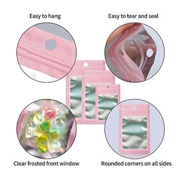 Funnyleaf 300 Pack Resealable Mylar Holographic Bags for Snacks and Jewelry