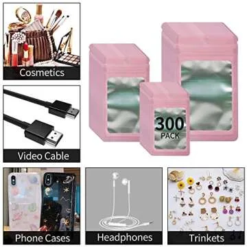 Funnyleaf 300 Pack Resealable Mylar Bags for Food & Jewelry