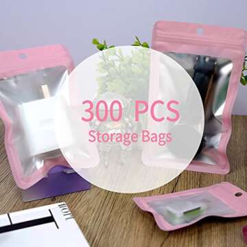 Funnyleaf 300 Pack Resealable Mylar Bags for Food & Jewelry