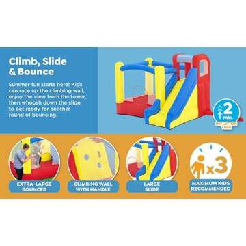 H2OGO! Slidetastic Mega Bouncer Bounce House (9' x 8'5" x 84") | for Indoor and Outdoor Play | Perfect for Kids Ages 3+