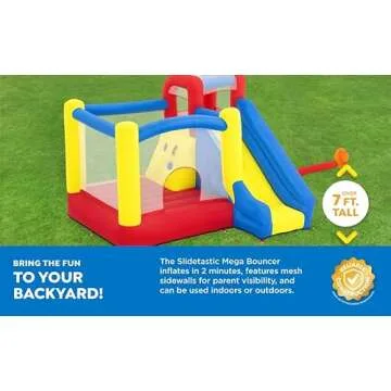H2OGO! Slidetastic Mega Bouncer Bounce House (9' x 8'5" x 84") | for Indoor and Outdoor Play | Perfect for Kids Ages 3+