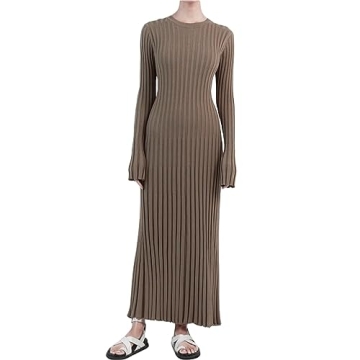 Women Bell Long Sleeve Knit Maxi Dress - Comfort Meets Style!