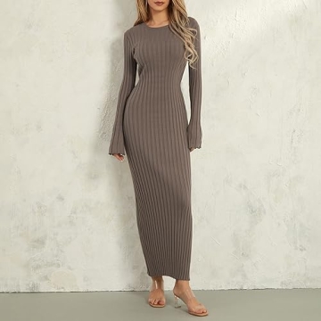 Women Bell Long Sleeve Knit Maxi Dress for Every Occasion