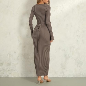 Women Bell Long Sleeve Knit Maxi Dress for Every Occasion
