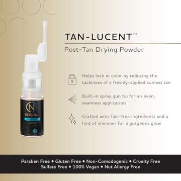 Norvell Post Sunless Tan-Lucent Talc Free Tinted Drying Powder for Flawless Spray Tan, 0.5oz (14.2g)