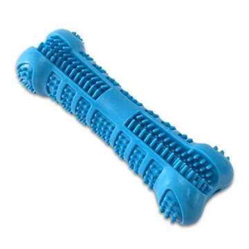 SharpClawz Dog Toothbrush Dog Chew Dental | Nontoxic, BPA Free | Natural Rubber Dog Teeth Cleaning Toy for Medium Dogs - Blue