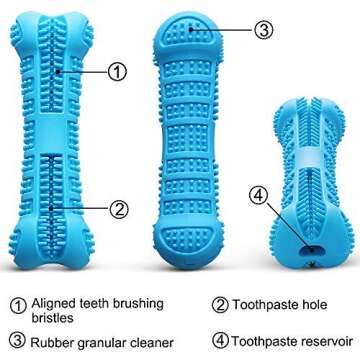 SharpClawz Dog Toothbrush Dog Chew Dental | Nontoxic, BPA Free | Natural Rubber Dog Teeth Cleaning Toy for Medium Dogs - Blue