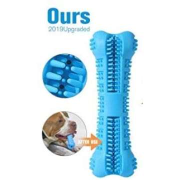 SharpClawz Dog Toothbrush Dog Chew Dental | Nontoxic, BPA Free | Natural Rubber Dog Teeth Cleaning Toy for Medium Dogs - Blue