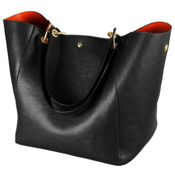 SQLP Large Work Tote Bag for Women - Stylish Black Designer Handbag