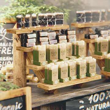 Seaela PORTABLE Wooden Cupcake Stand Rustic for Craft Fair Display, Farmers Markets, Special Occasions like Weddings. Display Shelves, Wood Cupcake Stands, Display Stand, 4 Tier Wood Stand for Cake